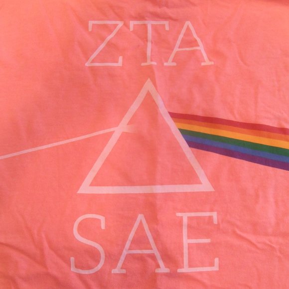ZTA Sorority Fluo Coral Rainbow T-Shirt - Picture 4 of 9